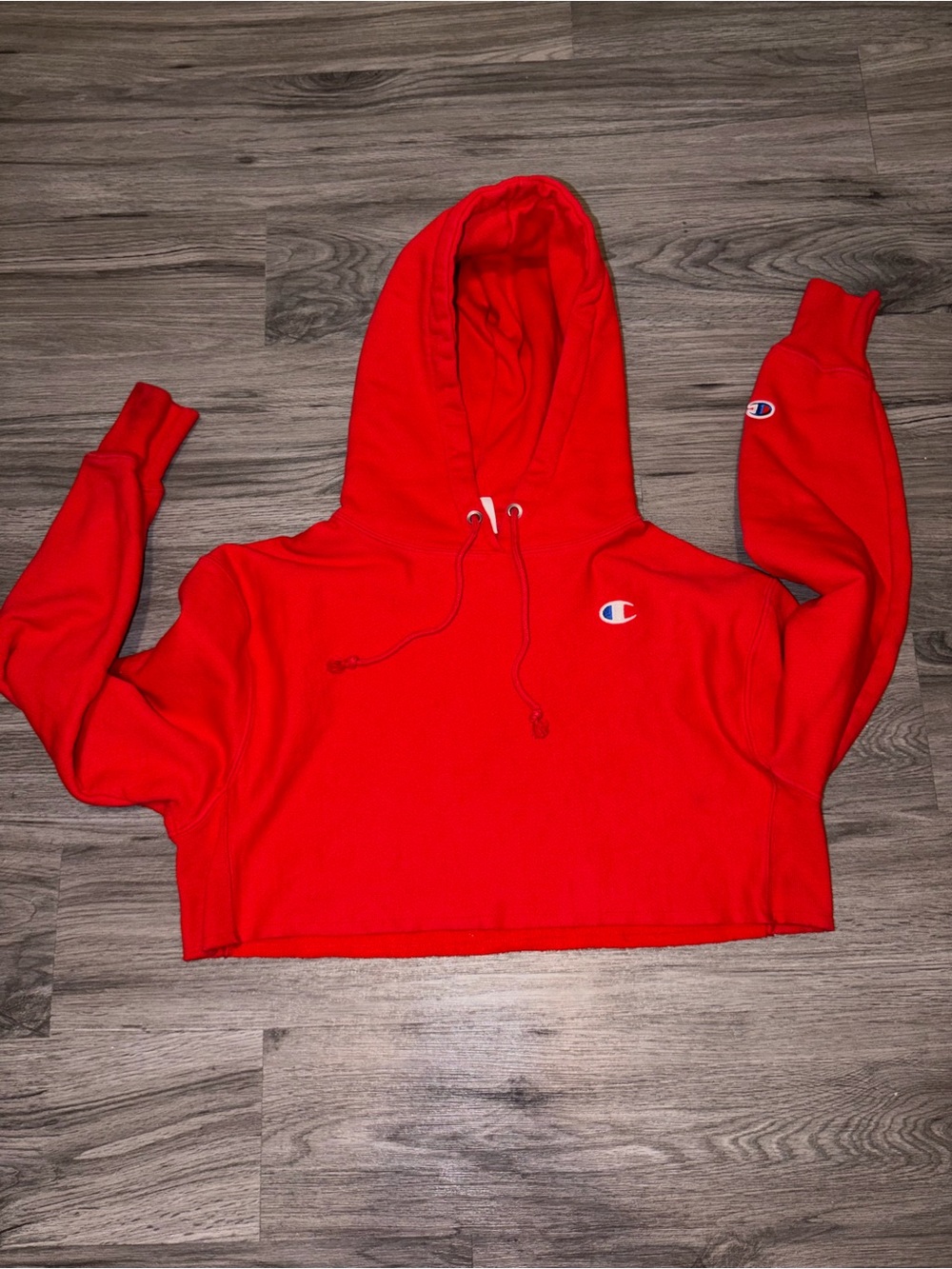 Champion Red Cropped Hoodie